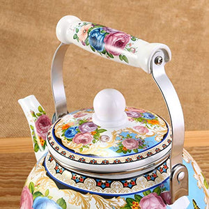 Flower Enamel Teakettle With Anti-hot Handle Easy To Clean Teapot Making Tea Coffee And Hot Water