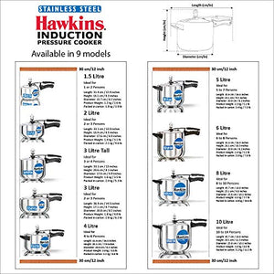 Hawkins Stainless Steel Pressure Cooker, 4-Liter