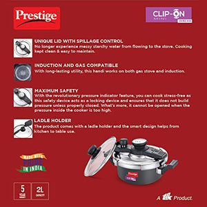 PRESTIGE Svachh Clip-on Mini Hard Anodized 2 Litre Pressure Cooker