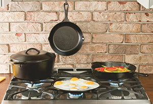 Lodge Pro-Logic 12 Inch Cast Iron Skillet. Cast Iron Skillet with Dual Handles and Sloped Sides.