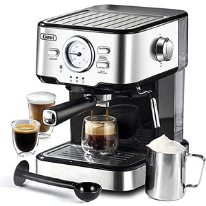 Barsetto Espresso Machines 15 Bar Cappuccino Machine with Adjustable Milk Frother for Espresso, Latte and Mocha, 1.5L Removable Water Tank and Double Temperature Control System, Black, 1100W