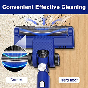 Cordless Vacuum Cleaner, 25Kpa Stick Vacuum with Detachable Battery, 6-in-1 Lightweight household vacuum cleaner for Pet Hair Hardwood Floor Carpet Car Home, Up to 48mins Runtime/Low Noise/Powerful