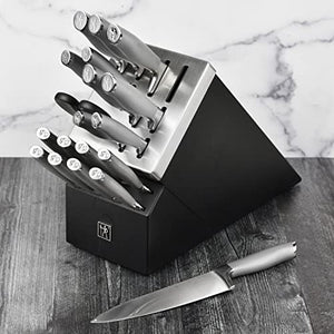 Henckels Forged Modernist 20 Piece Self Sharpening Knife Set with Stainless Steel Handles & Black Knife Block