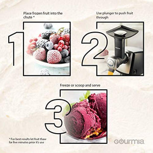 Gourmia GSI180 Automatic Healthy Frozen Dessert Maker, Makes Sorbet, Soft-Serve Sherbet & Frozen Fruit Treats, Includes Free Recipe Book