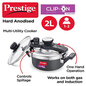 PRESTIGE Svachh Clip-on Mini Hard Anodized 2 Litre Pressure Cooker