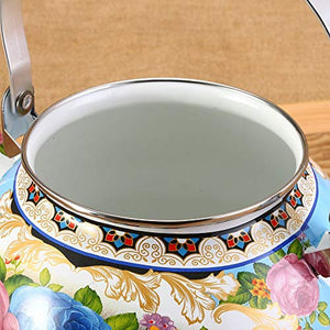 Flower Enamel Teakettle With Anti-hot Handle Easy To Clean Teapot Making Tea Coffee And Hot Water