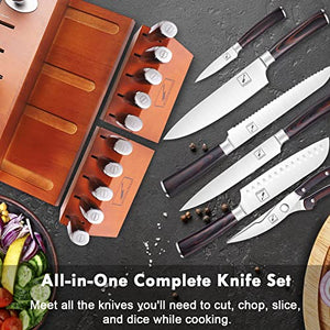 Japanese Knife Set, imarku 20-Pieces Premium Kitchen Knife Set, German High Carbon Steel Knife Set with Block and 2 Pull-away Steak Knife Block Set