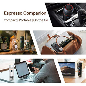 HiBREW 3-in-1 Portable Espresso Maker for Car, Nes* Original/DG* Pod/Ground Coffee Compatible, 12 Volt Espresso Maker for Pods, 15 Bar, 2 oz, with Foldable Holder&Carrying Case (White)