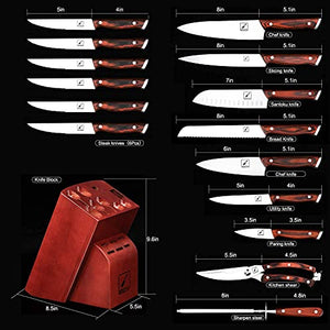 Knife Set, imarku 16-Piece Professional Kitchen Knife Set with Block Wooden, Knife Sharpener , Cleaver Knife for Kitchen, Home & Restaurant
