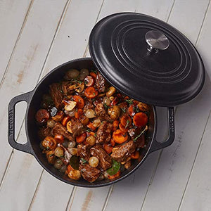 Victoria Cast Iron Large Dutch Oven with Lid and Dual Handles. 7 Quart Pot Seasoned with 100% Kosher Certified Non-GMO Flaxseed Oil