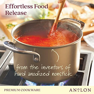 Anolon Ascend Hard Anodized Induction Nonstick Saucepan/Saucepot with Lid, Dishwasher Safe, 4 Quart, Bronze