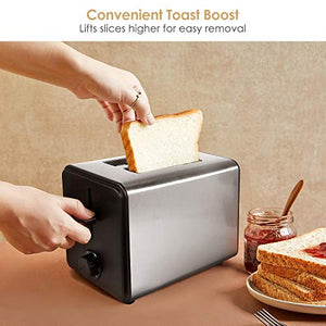 Toaster, 1.5in Wide Slot with Bagel/Reheat/Cancel Function Stainless Steel Cool Touch 2 Slice Black Toaster for Bread with Removable Crumb Tray, Toaster Oven, 2 Slice Toaster
