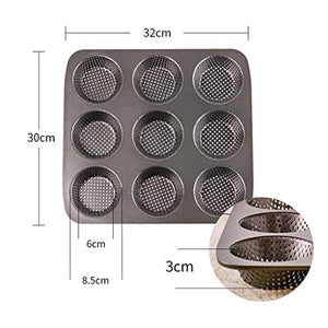 Bakeware, Nine Holes Not Sticky Baking Dish Cup Cake Muffin Bread Home Baking Not Sticky Carbon Steel