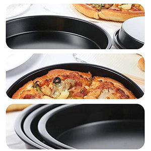 PDGJG 6/8/9/10 inch Round Pizza Plate Pizza Pan Deep Dish Tray Carbon Steel Non-stick Mold Baking Tool Baking Mould Pan Pattern (Color : 6inch black 04)