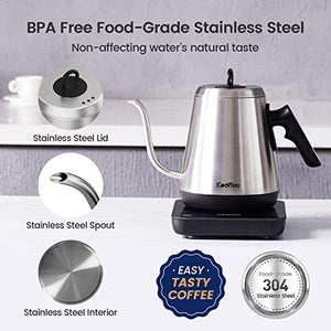 [New Lanuch] Kooffee Electric Gooseneck Kettle, 1L Pour Over Coffee Kettle & Electric Tea Kettle, 100% Stainless, with 9 Variable Presets, 1200 Watt Quick Heating