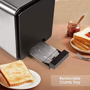Toaster, 1.5in Wide Slot with Bagel/Reheat/Cancel Function Stainless Steel Cool Touch 2 Slice Black Toaster for Bread with Removable Crumb Tray, Toaster Oven, 2 Slice Toaster