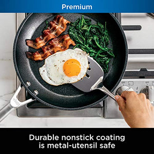 Ninja C39900 Foodi NeverStick Premium 16-Piece Cookware Set & C30628 Foodi NeverStick Premium 11-Inch Square Griddle Pan, Hard-Anodized, Nonstick, Durable & Oven Safe to 500°F, Slate Grey