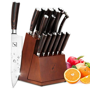 Knife Set, imarku 16-Pieces Premium Kitchen Knife Set, German Stainless Steel Knife Set with Block and Knife Sharpener