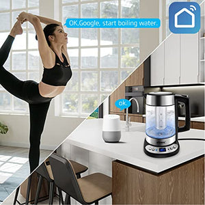 Smart Electric Kettle APP Control, Korex Glass Water Boiler Included Filter Suitable for Alexa Google Home Assistant 1.7 L BPA FREE Great for Coffee Tea Milk With Overheat Protection Controlled by Smartphone