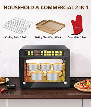 Air Fryer Countertop Convection Oven Stainless steel Toaster Oven with Low-Temperature Fermentation, Dehydrate and Spray Humidify Function Bake Broil Toast Rotisserie Pizza 35QT Household & Commercial [Ensure Colored Perfectly & 1-6 Layers Cooking Evenly]