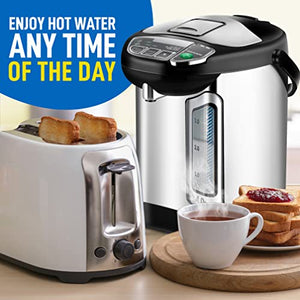 Electric Water Boiler and Warmer - 4L/4.23 Qt Stainless Steel Hot Water Dispenser w/ Rotating Base, Keep Warm Temperature Set, Auto Shut Off, Safety Lock, Instant Heating for Coffee & Tea