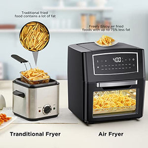 Air Fryer Oven Combo, 18 in 1 Toaster Ovens Countertop Convection Ovens, Air Fryer Countertop for Rotisserie, Roast, Bake, Dehydrate,12.7QT/12L Air Fryer Toaster Oven with 10 Accessories, 1500w, Black