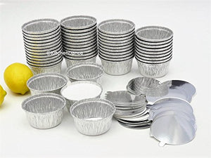 Disposable Aluminum 4 Oz Ramekins/Foil Cups w/Board Lid #1400L (100)