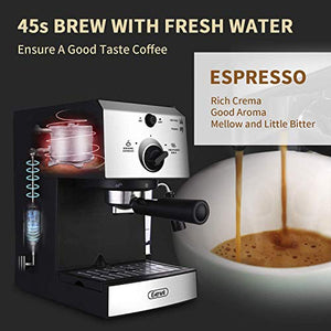 Gevi Espresso Machines 15 Bar Fast Heating with Milk Frother 1350W High Performance Coffee Machine for Espresso, Cappuccino, Latte, Mocha, 1.25L Removable Water Tank