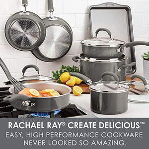 Rachael Ray Create Delicious Nonstick Cookware Pots and Pans Set, 13 Piece, Gray Shimmer