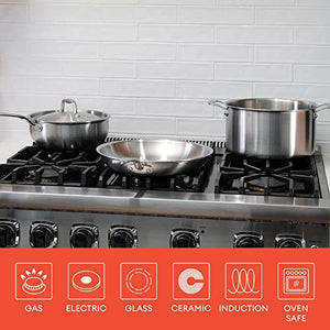 Made In Cookware - 7 Piece Stainless Steel Pot and Pan Set - 5 ply Stainless Clad - Includes Frying Pans, Saucepans, Saute Pan, and Stock Pot - Induction Compatible Cookware