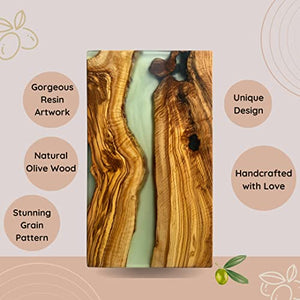 DESIGNIUM Handmade Olive Wood Cheese Board with Resin, Charcuterie Boards & Serving Tray, Wooden Epoxy Serving Board, Chopping and Cutting Board for Meat Vegetable & Fruit, Premium Gift for Kitchen