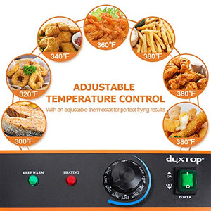 Duxtop Commercial Deep Fryer with Basket, Professional Induction Deep Fryer with Drain System 8.5QT/8L, 3000 Watts, Stainless Steel Easy to Clean for Restaurant Mobile Catering Food Cooking, 208-240V