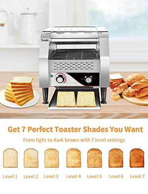Commercial Conveyor Toaster 300PCS Per Hour Toasting Bread Bagels 110V Electric Countertop Belt Machine for Restaurant Home Bread Bagel Breakfast Food