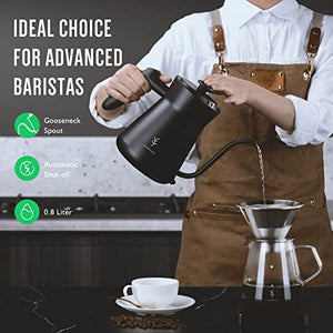 Soulhand Electric Gooseneck Kettle with Temperature Control, 0.8L Electric Kettle for Coffee and Tea, 1200W Rapid Heating, Stainless Steel Electric Gooseneck Kettle with Built-in Stopwatch