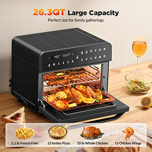 26.3QT/25L Extra-Large Convection Toaster Oven Countertop, 12 IN 1 Air Fryer Oven with a Portable Vacuum Sealer Machine for Food Preservation