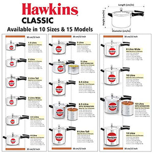 Hawkins Classic CL65 6.5-Liter New Improved Aluminum Pressure Cooker, Small, Silver