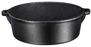 Bruntmor Pre-Seasoned Cast Iron Dutch Oven with Flanged Lid Iron Cover, for Campfire or Fireplace Cooking Pre-Seasoned Camping Cookware Flat Bottom 6-Quart