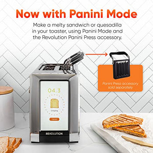Revolution InstaGLO R180S – NEW! 2-Slice, Stainless Steel/Chrome Touchscreen Toaster with high-speed smart settings for perfect toasting – Compatible with Revolution Panini Press accessory for crispy, melty sandwiches and quesadillas in your toaster!