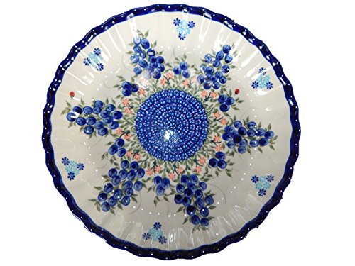 Lidia's Polish Pottery Plate Blueberry Polish Pottery Pie Baker, 10", Blue
