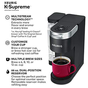 Keurig K-Supreme Coffee Maker, Single Serve K-Cup Pod Coffee Brewer, Black & K-Supreme Coffee Maker, Single Serve K-Cup Pod Coffee Brewer, Black