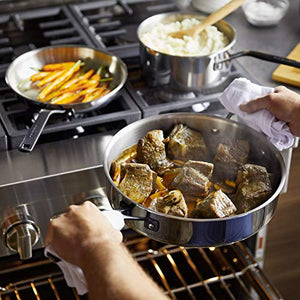 KitchenAid 5-Ply Clad Stainless Steel Cookware Pots and Pans Set, 10 Piece, Polished Stainless