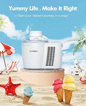 Haimmy Ice Cream Maker, 700ml Automatic Gelato Machine with 2 Modes One-touch Operation, No Pre-Freezing Required, Keep Cool Fuction, Homemade Soft Serve Ice Cream Dessert Maker