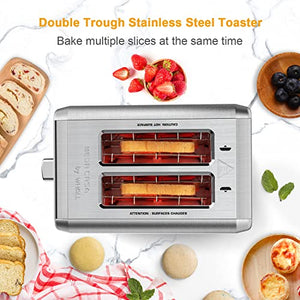 Toaster 2 slice whall Stainless Steel Toasters with Bagel,Cancel,Defrost Function,Removable Crumb Tray,1.5in Wide Slot,6 Bread Shade Settings,for Various Bread Types (850W)
