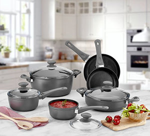 Saflon Titanium Nonstick 10 Piece Cookware Set Forged Aluminum with PFOA Free Scratch Resistant Coating from England, Dishwasher Safe