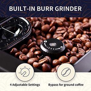 Hipresso Super-automatic Espresso Coffee Machine with Large 7 Inches HD TFT Display for Brewing Americano,Cappuccino, Latte, Macchiato,Flat White, Espresso Drinks
