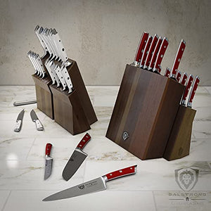 DALSTRONG Knife Set Block - 18-Pc Colossal Knife Set - Gladiator Series - German HC Steel - Red ABS Handles - Acacia Wood Stand - NSF Certified