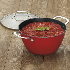 CUISINART 5.2-Quart Round Covered Casserole with Glass Lid (CIL4525-26RC), Red