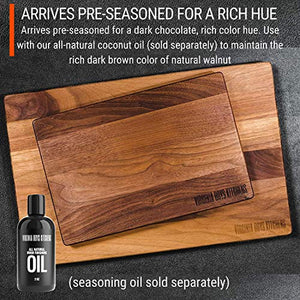 Made in USA Walnut Cutting Board by Virginia Boys Kitchens - Butcher Block made from Sustainable Hardwood (17x11)