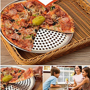 PDGJG Aluminum Pans with Holes Non-Stick Round Pizza Baking Tray Plate Bakery pizza tools oven outdoor mesh metal net pizza oven (Size : 12inch (30cm))