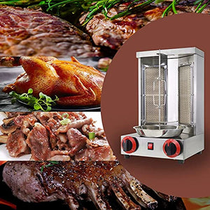 Li Bai Shawarma Machine Kebab Grill Gas Vertical Broiler Gyro Meat Rotisserie with 2 Burner for Restaurant Home Garden（Registered Design Patent）